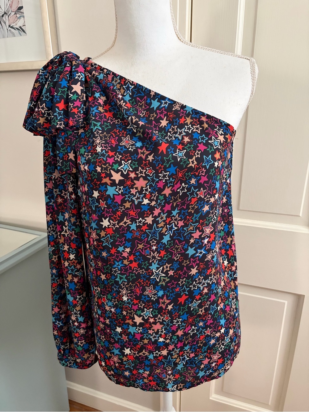 J. Crew, Women’s Size 4T, One-Shoulder Star Print One Shoulder Star Print Blouse